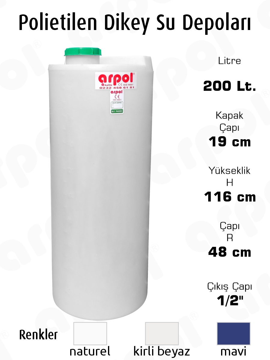 polietilen dikey su depolar� 200 lt